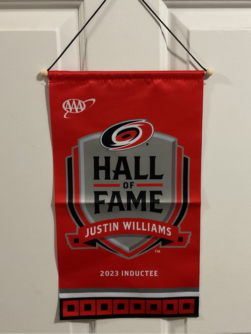 Justin Williams Carolina Hurricanes Hall of Fame Banner (Red/Grey)